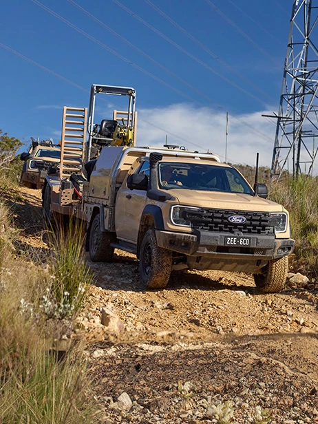 Ford pickup on a worksite