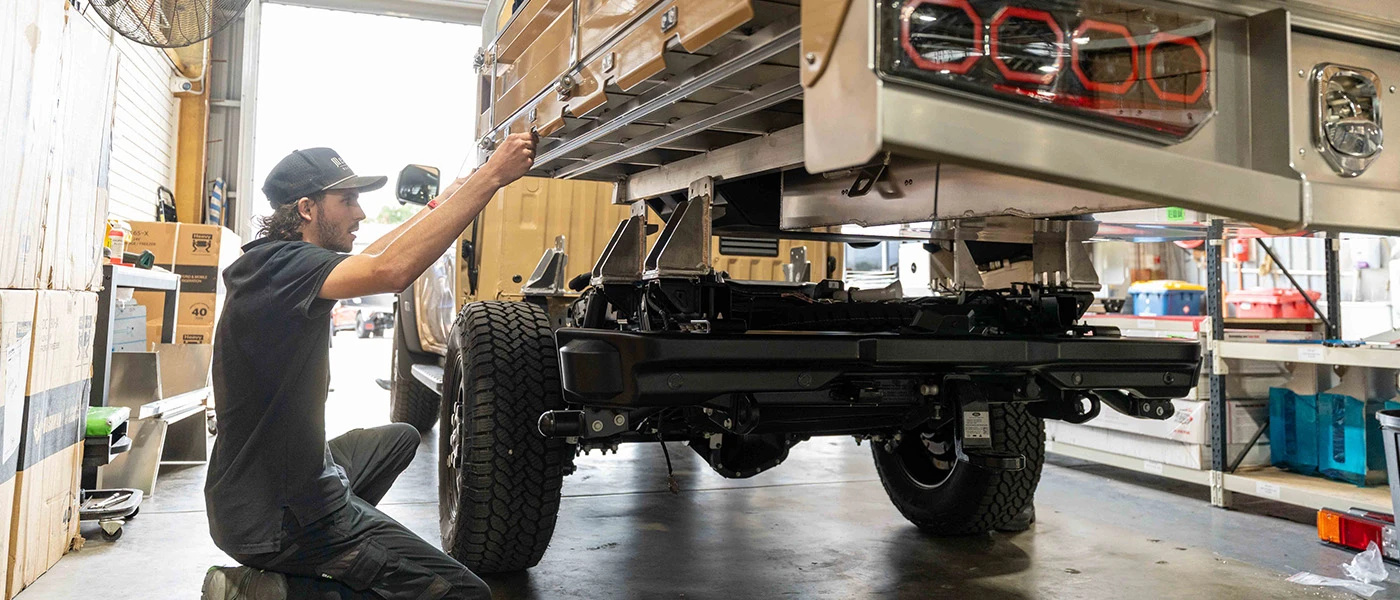 Ford technician servicing a commercial vehicle